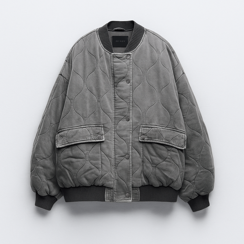 Kobiety Pikowana Kurtka Bomber | Zamek I Napy