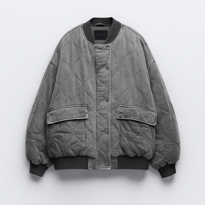 Kobiety Pikowana Kurtka Bomber | Zamek I Napy