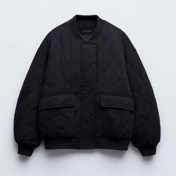 Kobiety Pikowana Kurtka Bomber | Zamek I Napy