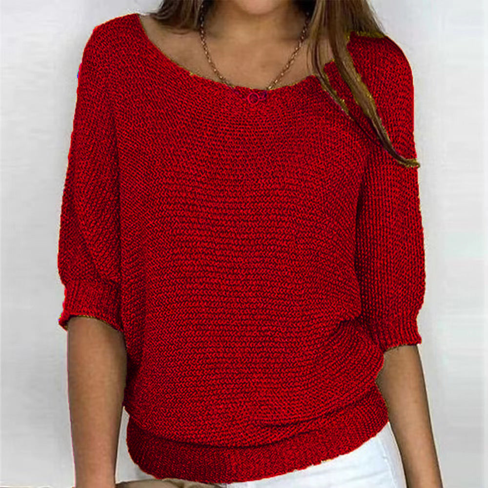Kobiety Sweter Z Rękawem Trzy Czwarte | Luźny Krój