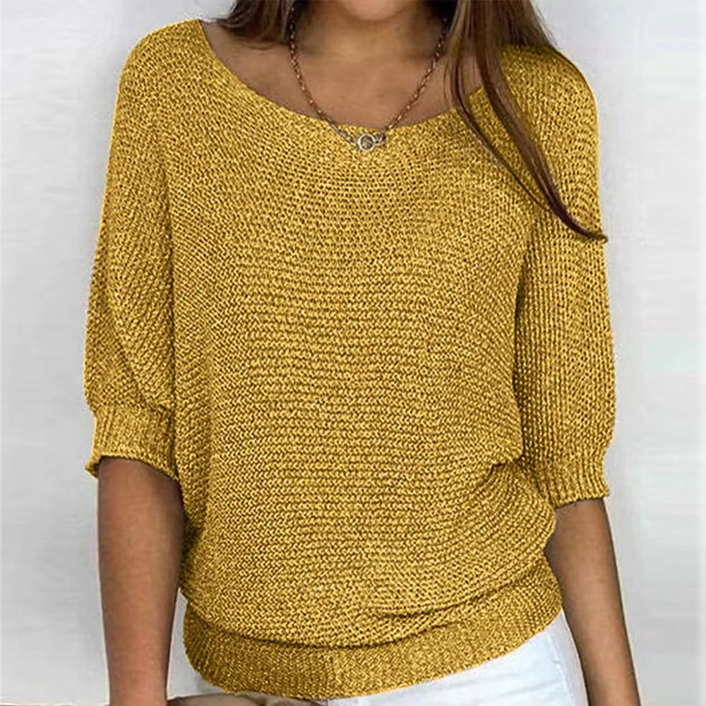 Kobiety Sweter Z Rękawem Trzy Czwarte | Luźny Krój