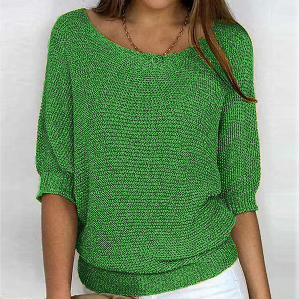 Kobiety Sweter Z Rękawem Trzy Czwarte | Luźny Krój
