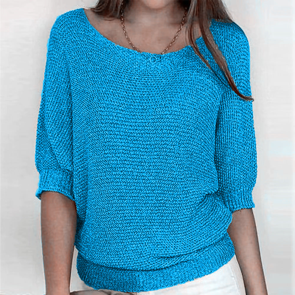 Kobiety Sweter Z Rękawem Trzy Czwarte | Luźny Krój
