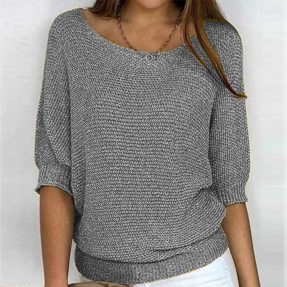 Kobiety Sweter Z Rękawem Trzy Czwarte | Luźny Krój