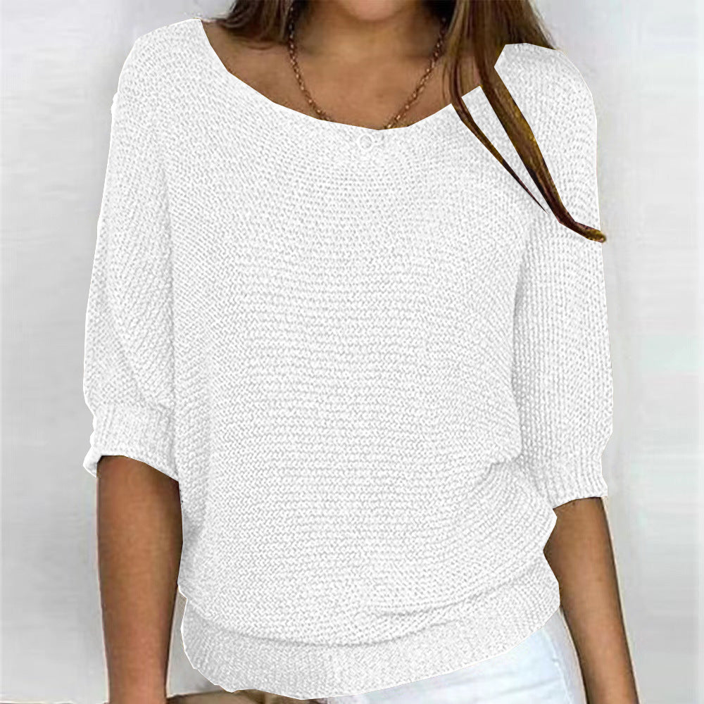 Kobiety Sweter Z Rękawem Trzy Czwarte | Luźny Krój