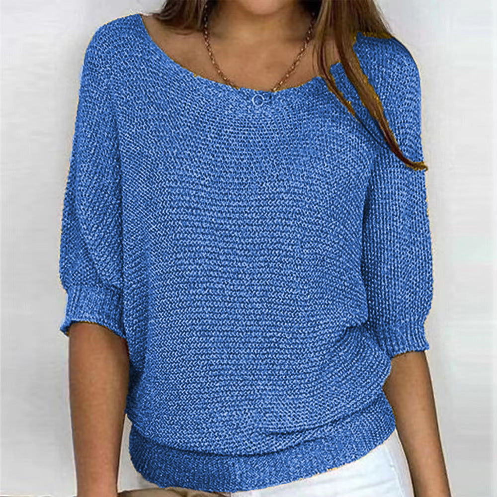 Kobiety Sweter Z Rękawem Trzy Czwarte | Luźny Krój