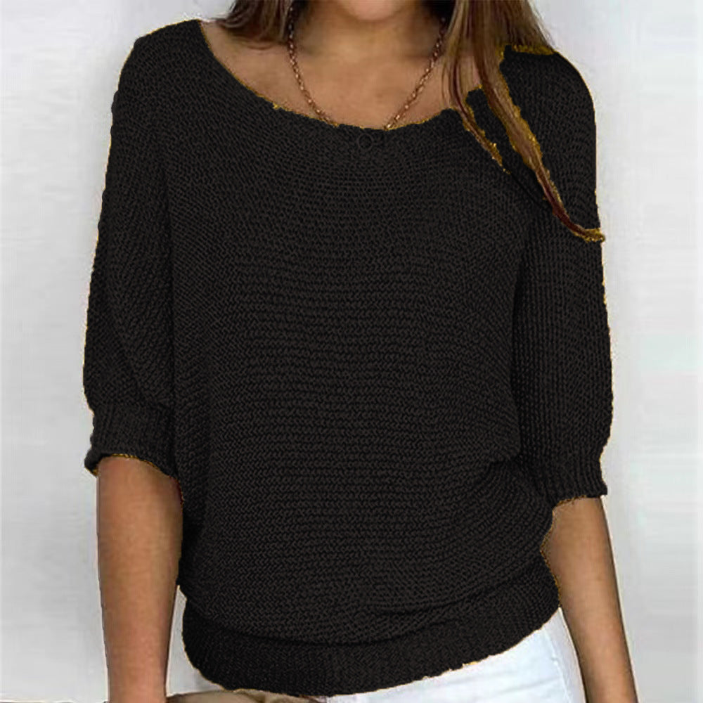 Kobiety Sweter Z Rękawem Trzy Czwarte | Luźny Krój