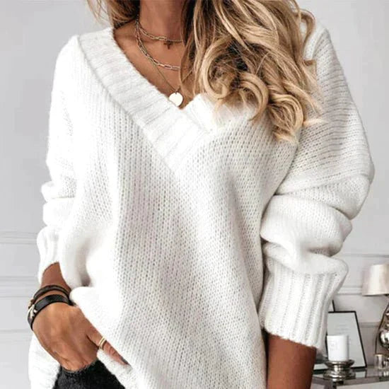 Kobiety Sweter Z Dekoltem W Serek | Wygodny Krój