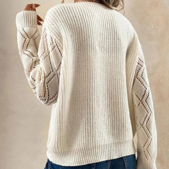 Kobiety Sweter Z Dekoltem W Serek | Ażurowe Rękawy